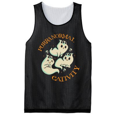 Purranormal Cativity Funny Halloween Costume Ghost Cats Gift Mesh Reversible Basketball Jersey Tank