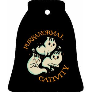 Purranormal Cativity Funny Halloween Costume Ghost Cats Gift Ceramic Bell Ornament