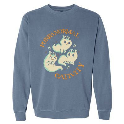 Purranormal Cativity Funny Halloween Costume Ghost Cats Gift Garment-Dyed Sweatshirt