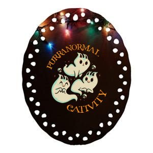 Purranormal Cativity Funny Halloween Costume Ghost Cats Gift Ceramic Oval Ornament