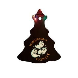 Purranormal Cativity Funny Halloween Costume Ghost Cats Gift Ceramic Tree Ornament