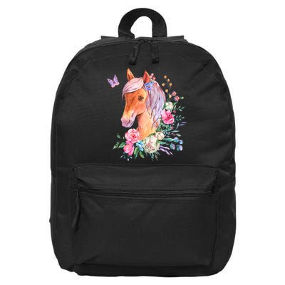 Pretty Colorful Flower Nature Horse 16 in Basic Backpack