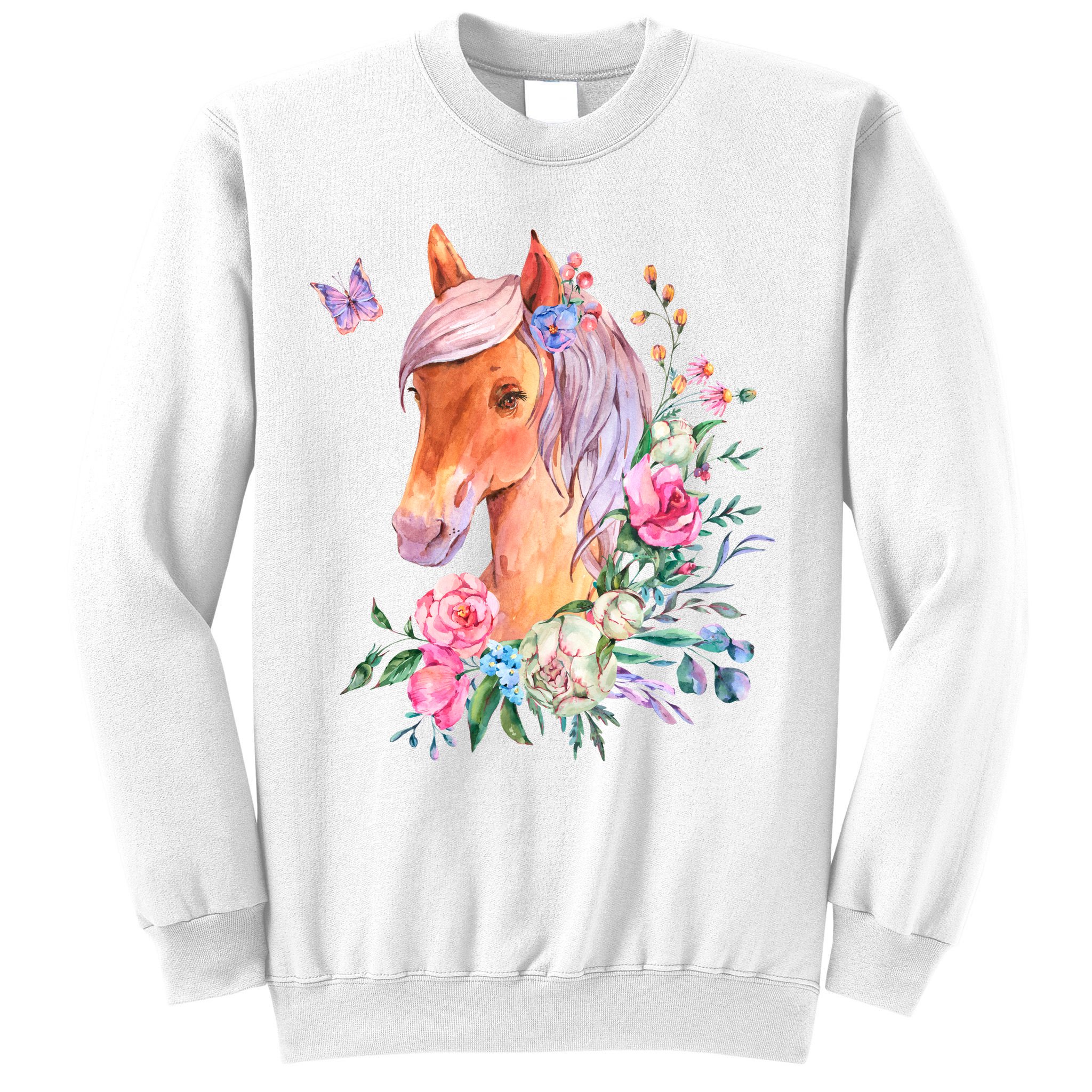 Pretty Colorful Flower Nature Horse Sweatshirt