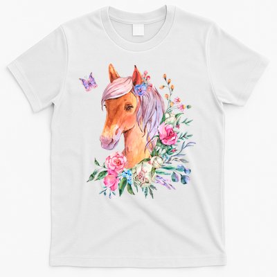 Pretty Colorful Flower Nature Horse T-Shirt