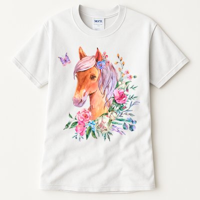 Pretty Colorful Flower Nature Horse Tall T-Shirt