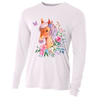 Pretty Colorful Flower Nature Horse Cooling Performance Long Sleeve Crew