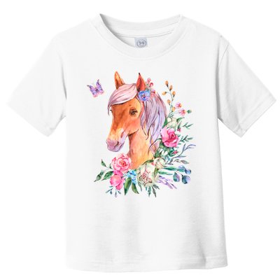 Pretty Colorful Flower Nature Horse Toddler T-Shirt