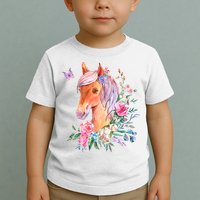 Pretty Colorful Flower Nature Horse Toddler T-Shirt
