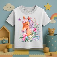 Pretty Colorful Flower Nature Horse Toddler T-Shirt