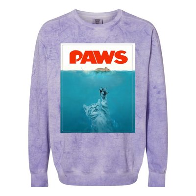 Paws Cat Funny , Kitten Movie Poster Parody Colorblast Crewneck Sweatshirt