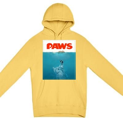 Paws Cat Funny , Kitten Movie Poster Parody Premium Pullover Hoodie