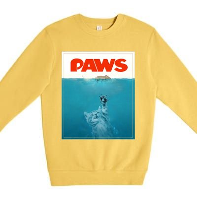 Paws Cat Funny , Kitten Movie Poster Parody Premium Crewneck Sweatshirt