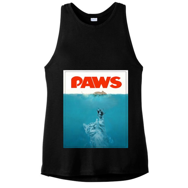 Paws Cat Funny , Kitten Movie Poster Parody Ladies PosiCharge Tri-Blend Wicking Tank