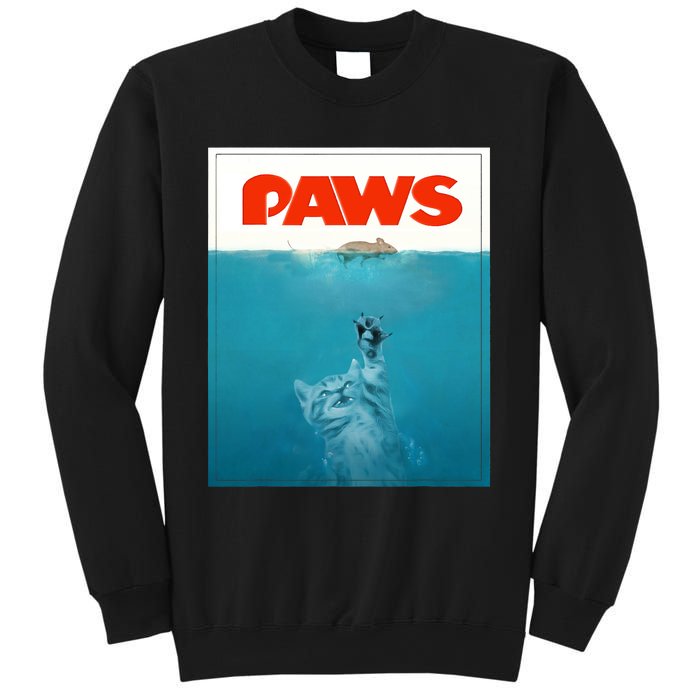 Paws Cat Funny , Kitten Movie Poster Parody Sweatshirt