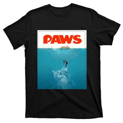 Paws Cat Funny , Kitten Movie Poster Parody T-Shirt