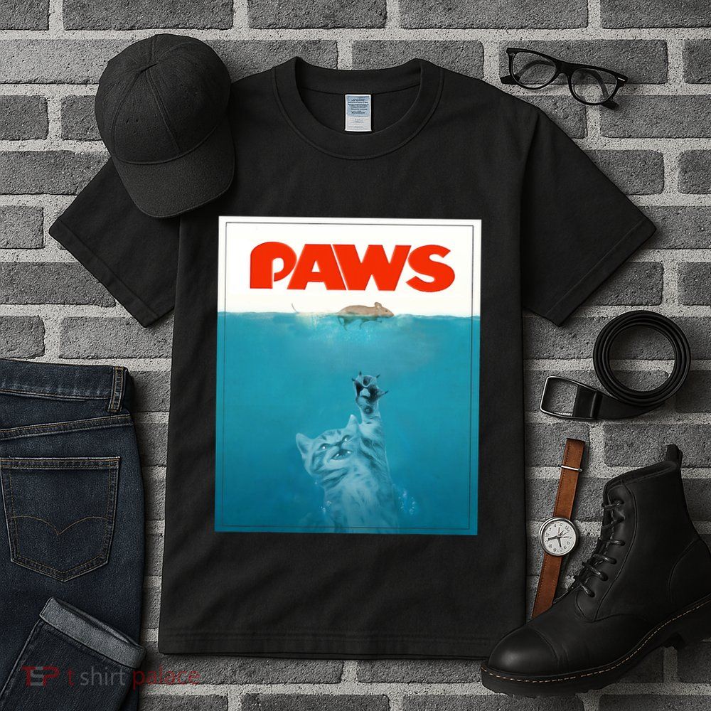 Paws Cat Funny , Kitten Movie Poster Parody Tall T-Shirt