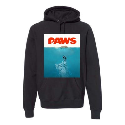 Paws Cat Funny , Kitten Movie Poster Parody Premium Hoodie