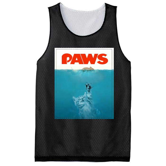 Paws Cat Funny , Kitten Movie Poster Parody Mesh Reversible Basketball Jersey Tank