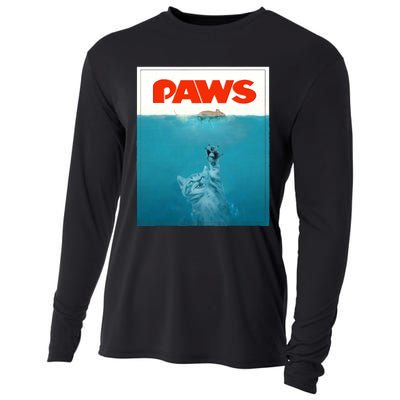 Paws Cat Funny , Kitten Movie Poster Parody Cooling Performance Long Sleeve Crew