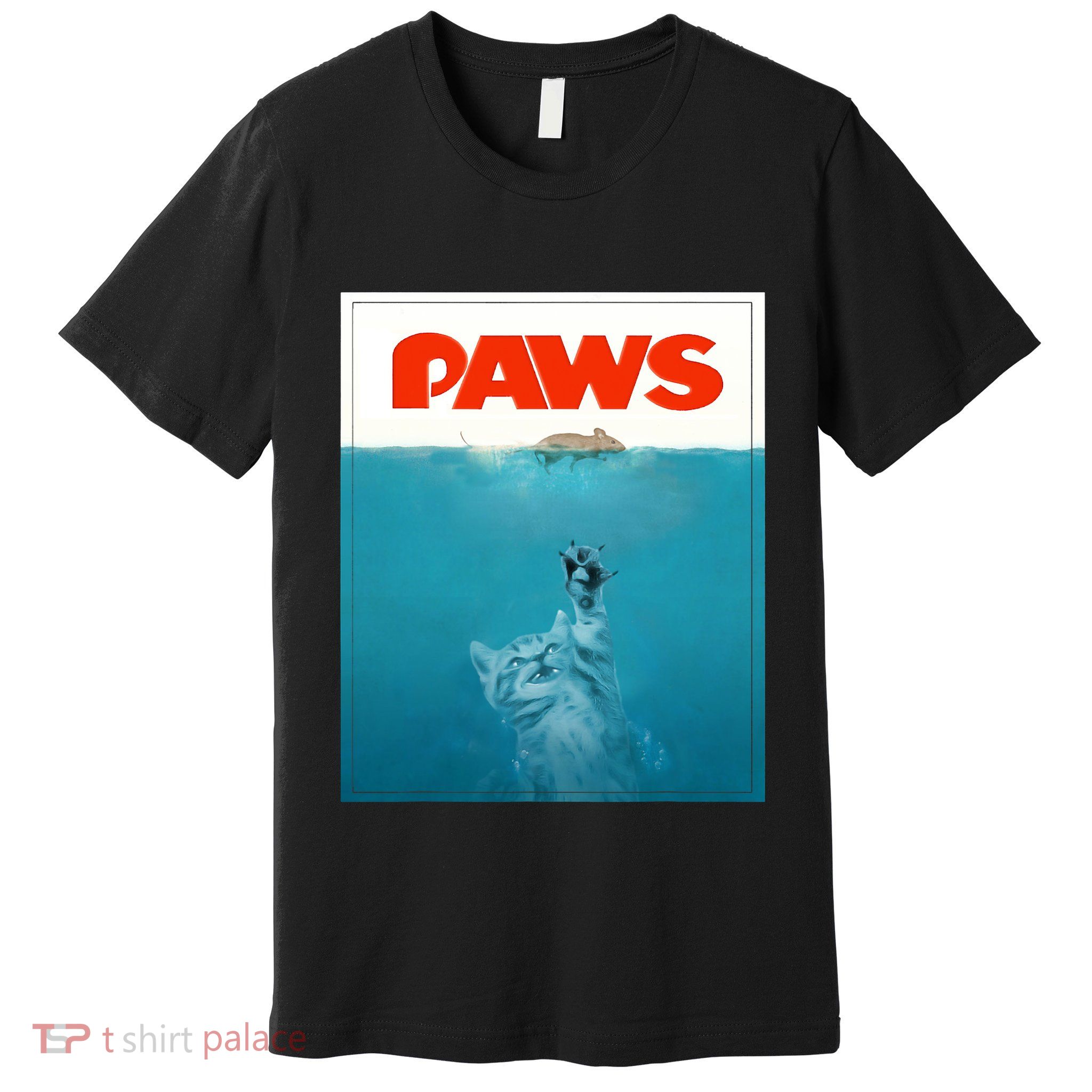Paws Cat Funny , Kitten Movie Poster Parody Premium T-Shirt