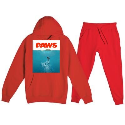 Paws Cat Funny , Kitten Movie Poster Parody Premium Hooded Sweatsuit Set