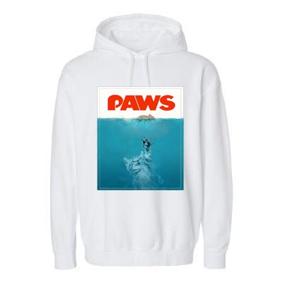 Paws Cat Funny , Kitten Movie Poster Parody Garment-Dyed Fleece Hoodie