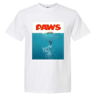 Paws Cat Funny , Kitten Movie Poster Parody Garment-Dyed Heavyweight T-Shirt