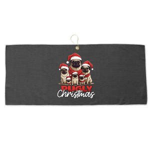 Pugly Christmas Funny Pug Dog Lover Xmas Family Saying Cute Meaningful Gift Large Microfiber Waffle Golf Towel