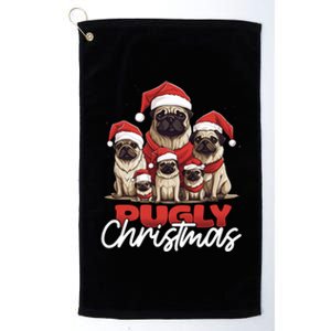 Pugly Christmas Funny Pug Dog Lover Xmas Family Saying Cute Meaningful Gift Platinum Collection Golf Towel