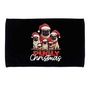 Pugly Christmas Funny Pug Dog Lover Xmas Family Saying Cute Meaningful Gift Microfiber Hand Towel