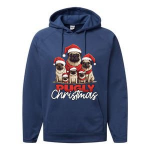 Pugly Christmas Funny Pug Dog Lover Xmas Family Saying Cute Meaningful Gift Performance Fleece Hoodie