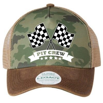Pit Crew For Race Car Parties White Banner Legacy Tie Dye Trucker Hat