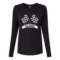 Pit Crew For Race Car Parties White Banner Womens Cotton Relaxed Long Sleeve T-Shirt