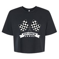 Pit Crew For Race Car Parties White Banner Bella+Canvas Jersey Crop Tee