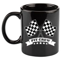 Pit Crew For Race Car Parties White Banner 11oz C Handle Ceramic Mug