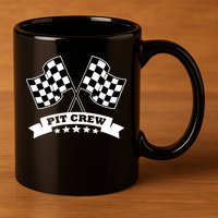 Pit Crew For Race Car Parties White Banner 11oz C Handle Ceramic Mug