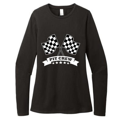 Pit Crew For Race Car Parties White Banner Womens CVC Long Sleeve Shirt