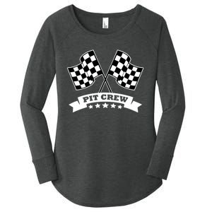 Pit Crew For Race Car Parties White Banner Women's Perfect Tri Tunic Long Sleeve Shirt