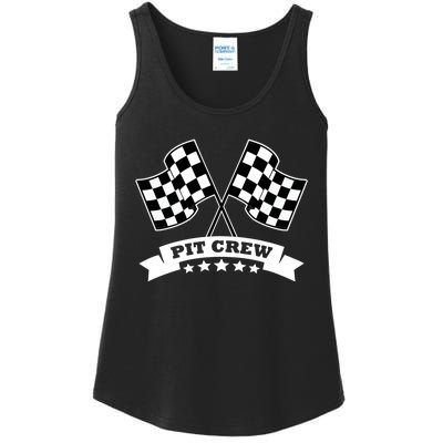 Pit Crew For Race Car Parties White Banner Ladies Essential Tank