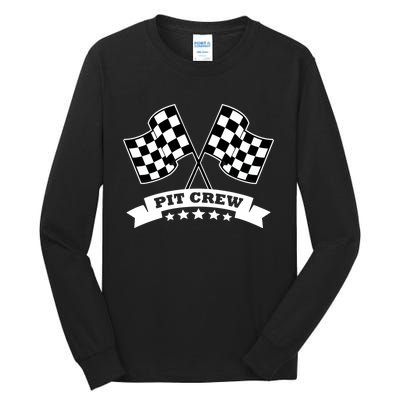 Pit Crew For Race Car Parties White Banner Tall Long Sleeve T-Shirt