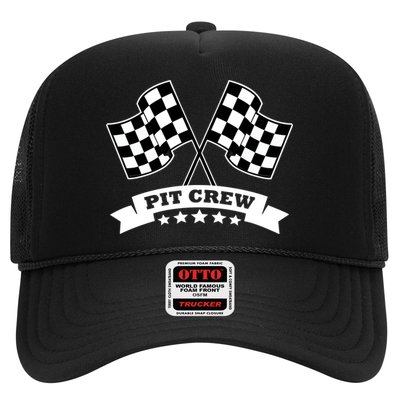 Pit Crew For Race Car Parties White Banner Trucker Hat