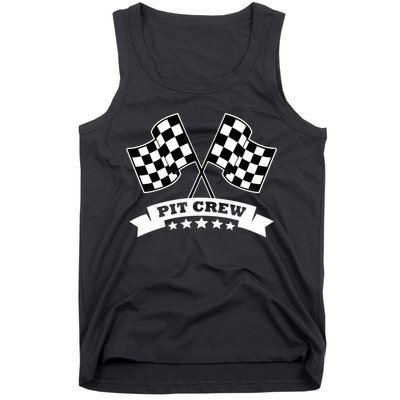 Pit Crew For Race Car Parties White Banner Tank Top