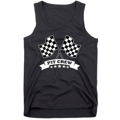 Pit Crew For Race Car Parties White Banner Tank Top