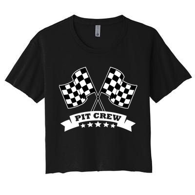 Pit Crew For Race Car Parties White Banner Crop Top