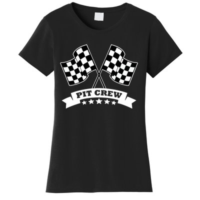 Pit Crew For Race Car Parties White Banner Women's T-Shirt