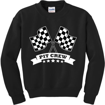 Pit Crew For Race Car Parties White Banner Kids Sweatshirt