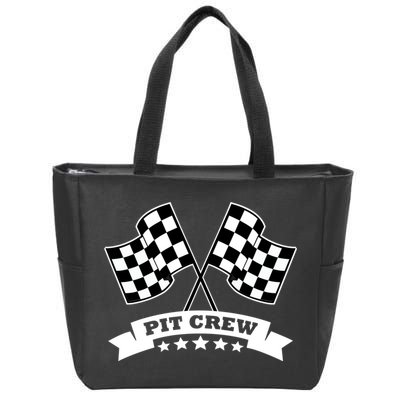 Pit Crew For Race Car Parties White Banner Zip Tote Bag