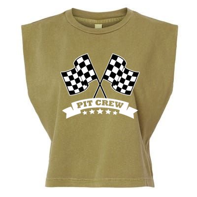 Pit Crew For Race Car Parties White Banner Garment-Dyed Women's Muscle Tee