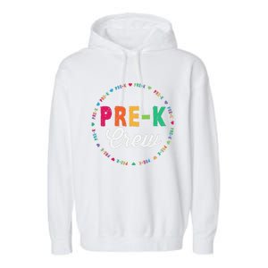 PreKindergarten Crew Funny PreK Teacher 1st Day Of School Garment-Dyed Fleece Hoodie