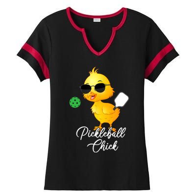 Pickleball Chick, Funny Pickleball TShirt Ladies Halftime Notch Neck Tee